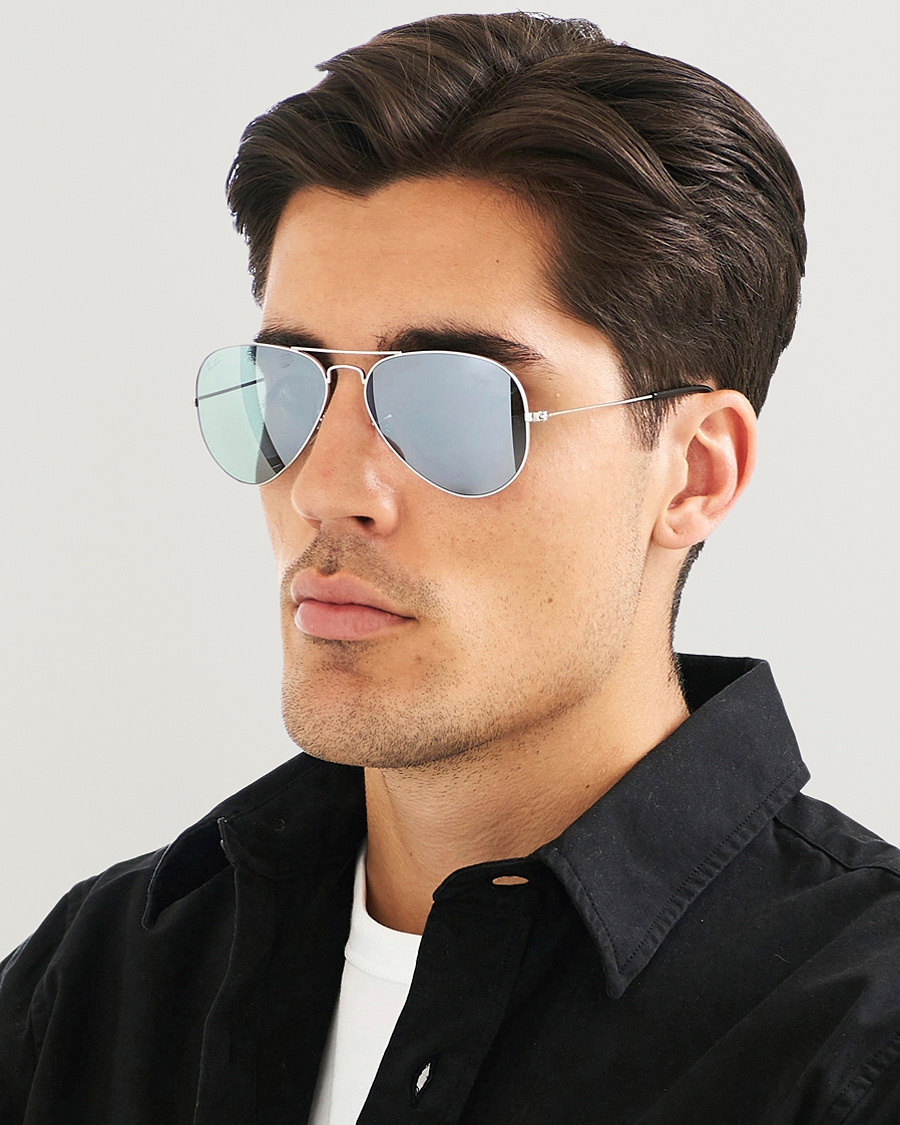 Herre | Tilbehør | Ray-Ban | 0RB3025 Aviator Large Metal Sunglasses Silver/Grey Mirror