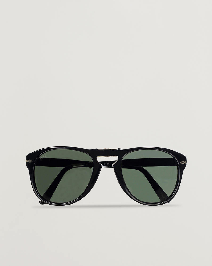 bue Lionel Green Street Let Persol 0PO0714 Folding Sunglasses Black/Crystal Green - CareOfCarl.dk