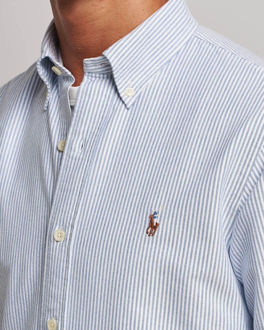 Herre | Skjorter | Polo Ralph Lauren | Custom Fit Oxford Shirt Stripe Blue