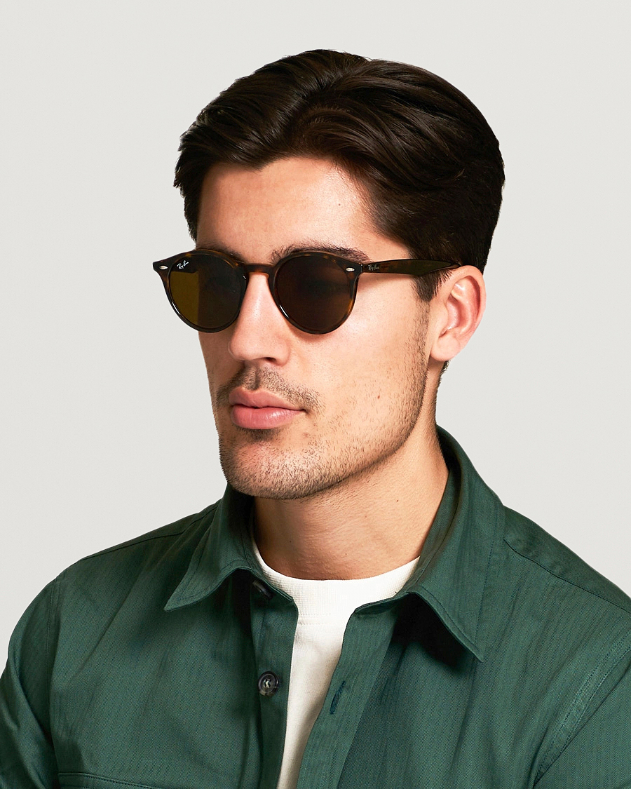 Herr | Runda solglasögon | Ray-Ban | RB2180 Acetat Sunglasses Dark Havana/Dark Brown