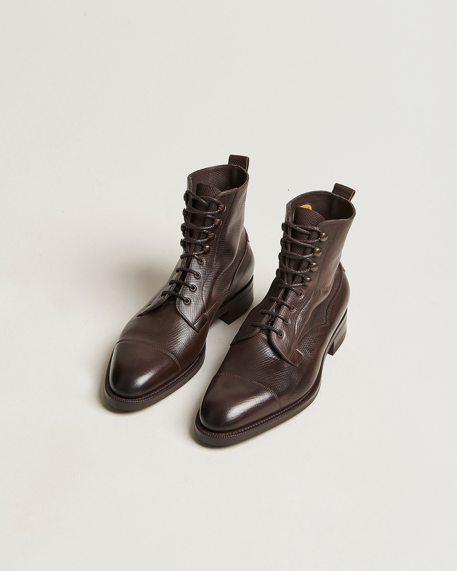 Herre | Snørestøvler | Edward Green | Galway Grained Boot Dark Brown Utah Calf