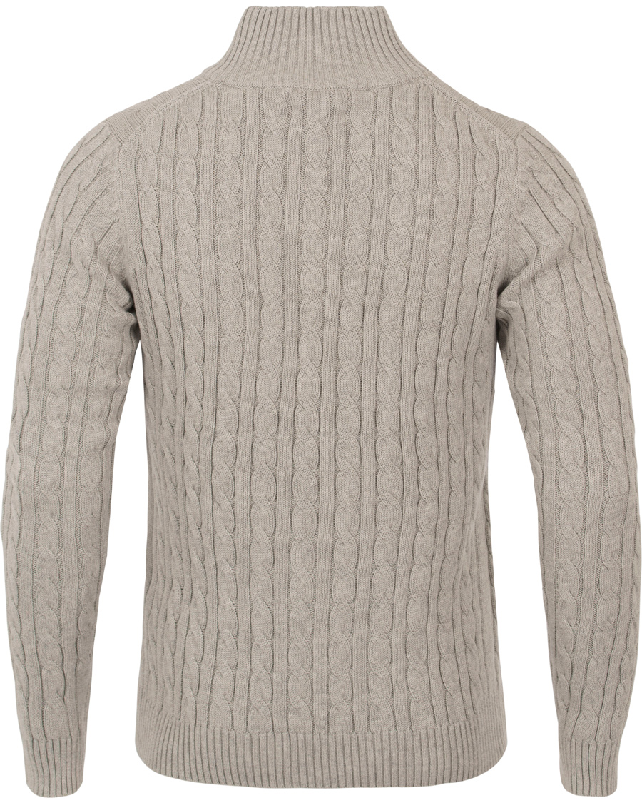 Herre | Trøjer | GANT | Contrast Cotton Cable Mock Neck Light Grey Melange