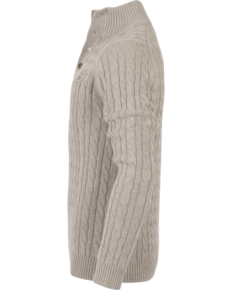 Herre | Trøjer | GANT | Contrast Cotton Cable Mock Neck Light Grey Melange