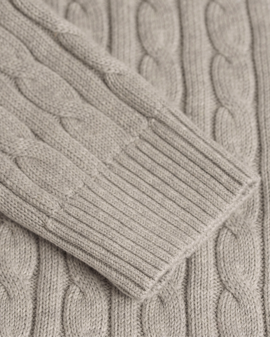 Herre | Trøjer | GANT | Contrast Cotton Cable Mock Neck Light Grey Melange