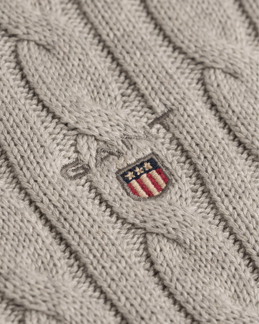 Herre | Trøjer | GANT | Contrast Cotton Cable Mock Neck Light Grey Melange