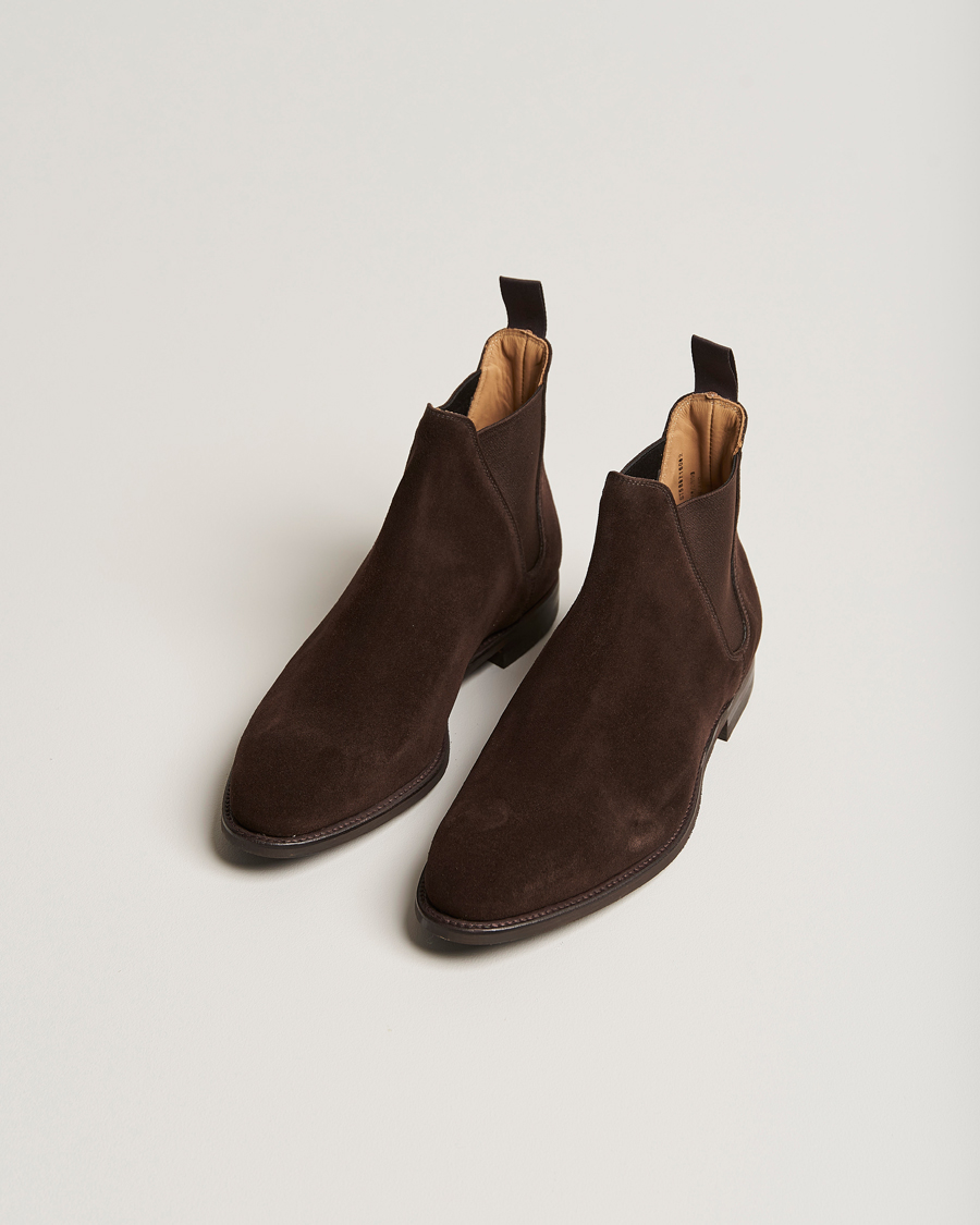 Herre | Sko | Crockett & Jones | Chelsea 8 Boot Dark Brown Suede