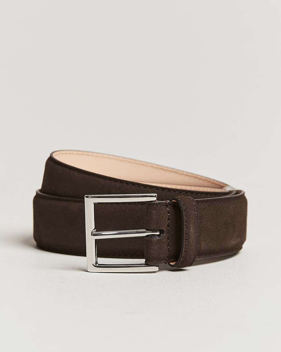 Herre | Bælter | Crockett & Jones | Belt 3,2 cm Dark Brown Suede