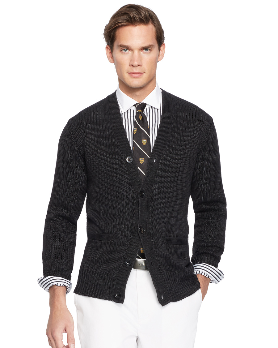 Herre | Trøjer | Polo Ralph Lauren | Linen Cardigan Polo Black