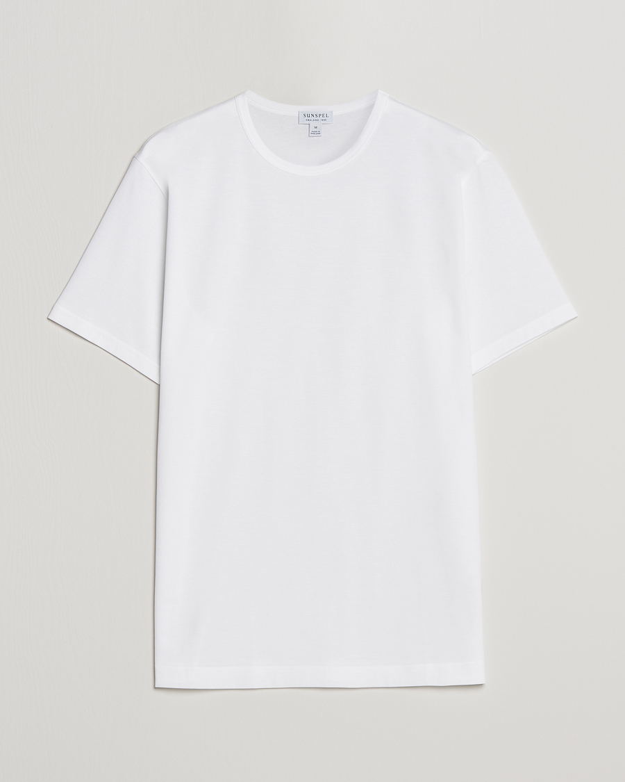 Herre | T-Shirts | Sunspel | Crew Neck Q82 Cotton T-Shirt White