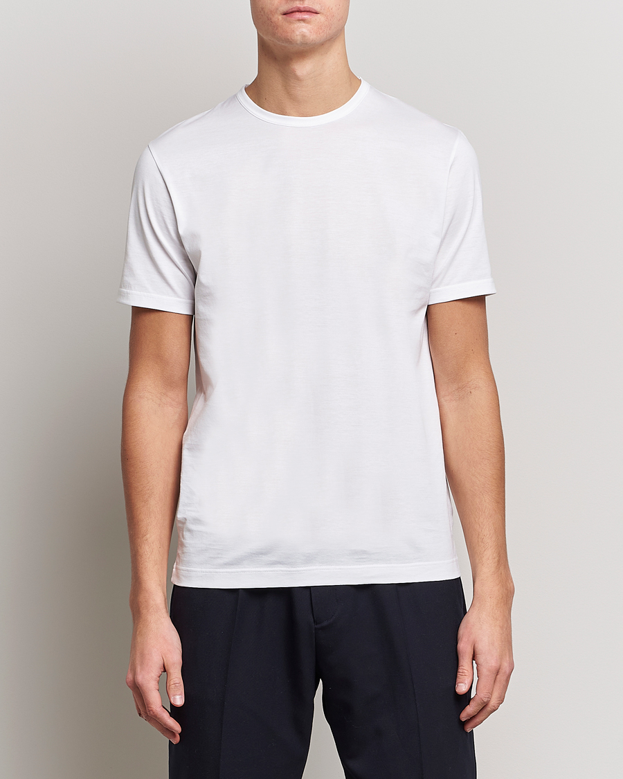 Herre | T-Shirts | Sunspel | Crew Neck Q82 Cotton T-Shirt White
