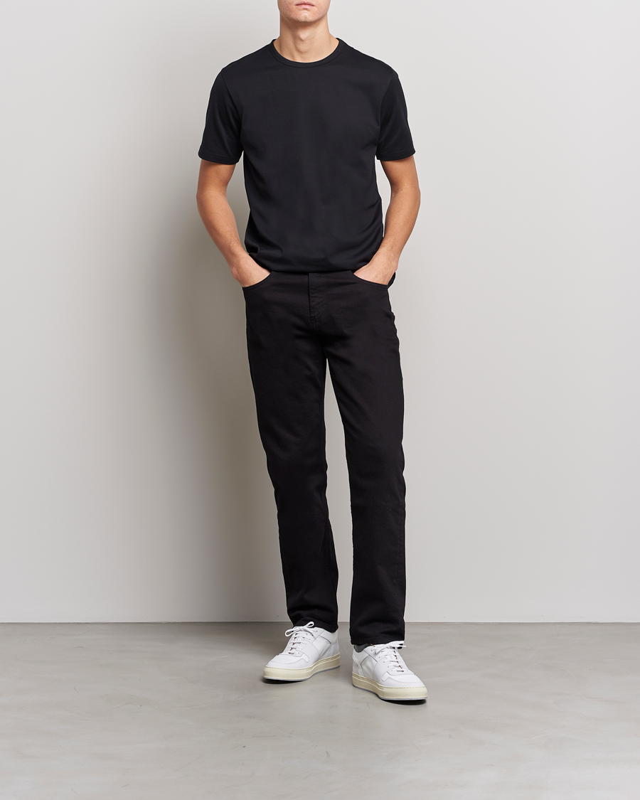 Herre | T-Shirts | Sunspel | Crew Neck Q82 Cotton T-Shirt Black