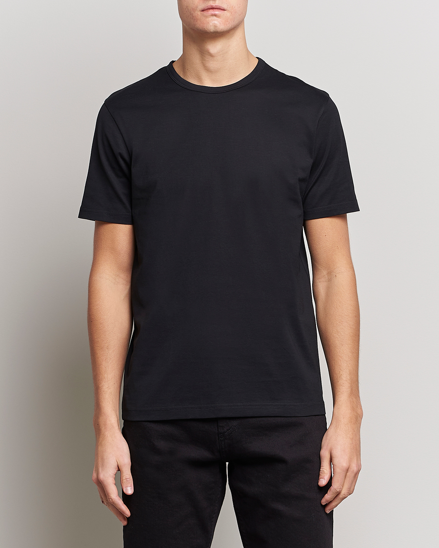 Herre | T-Shirts | Sunspel | Crew Neck Q82 Cotton T-Shirt Black