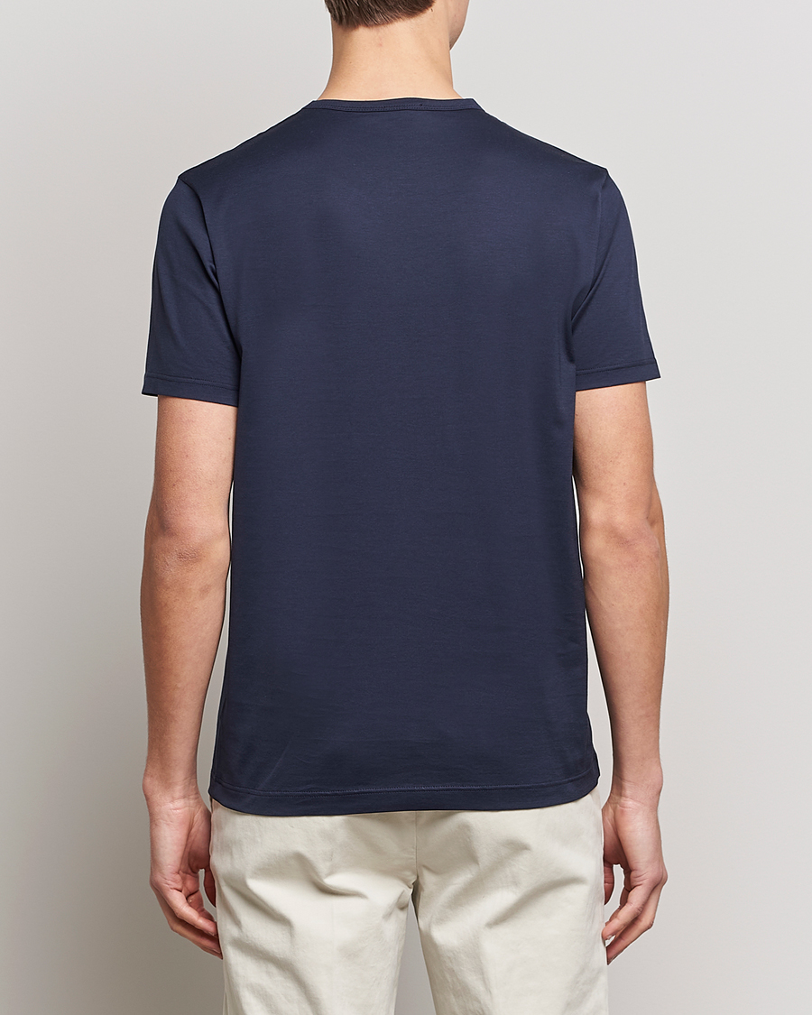 Herre | T-Shirts | Sunspel | Crew Neck Cotton Tee Navy
