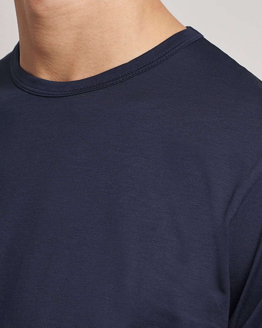 Herre | T-Shirts | Sunspel | Crew Neck Q82 Cotton T-Shirt Navy
