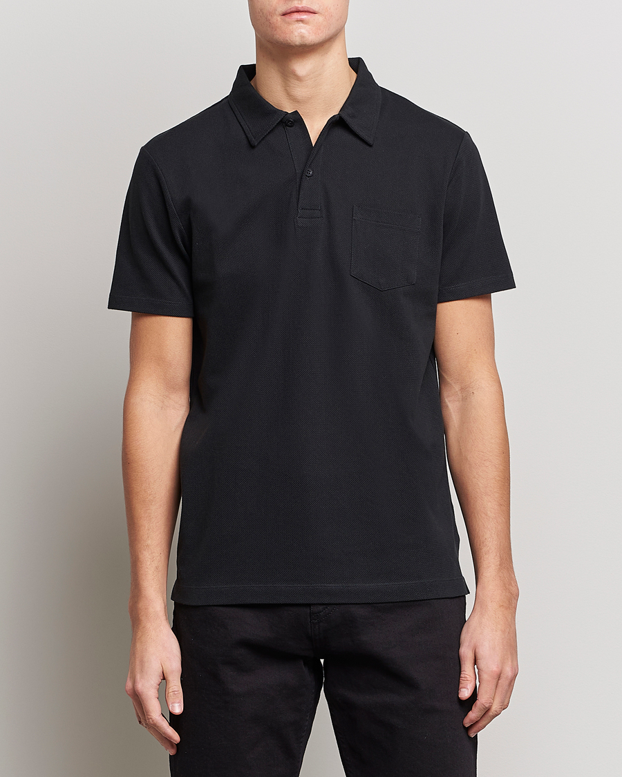 Herre | Kortærmede polotrøjer | Sunspel | Riviera Polo Shirt Black