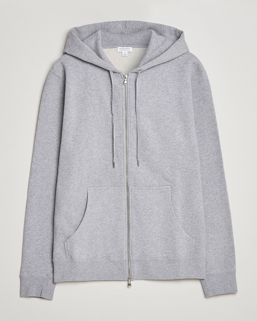 Herre | Trøjer | Sunspel | Loopback Full Zip Hoodie Grey Melange