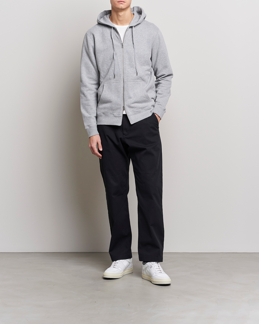 Herre | Trøjer | Sunspel | Loopback Full Zip Hoodie Grey Melange