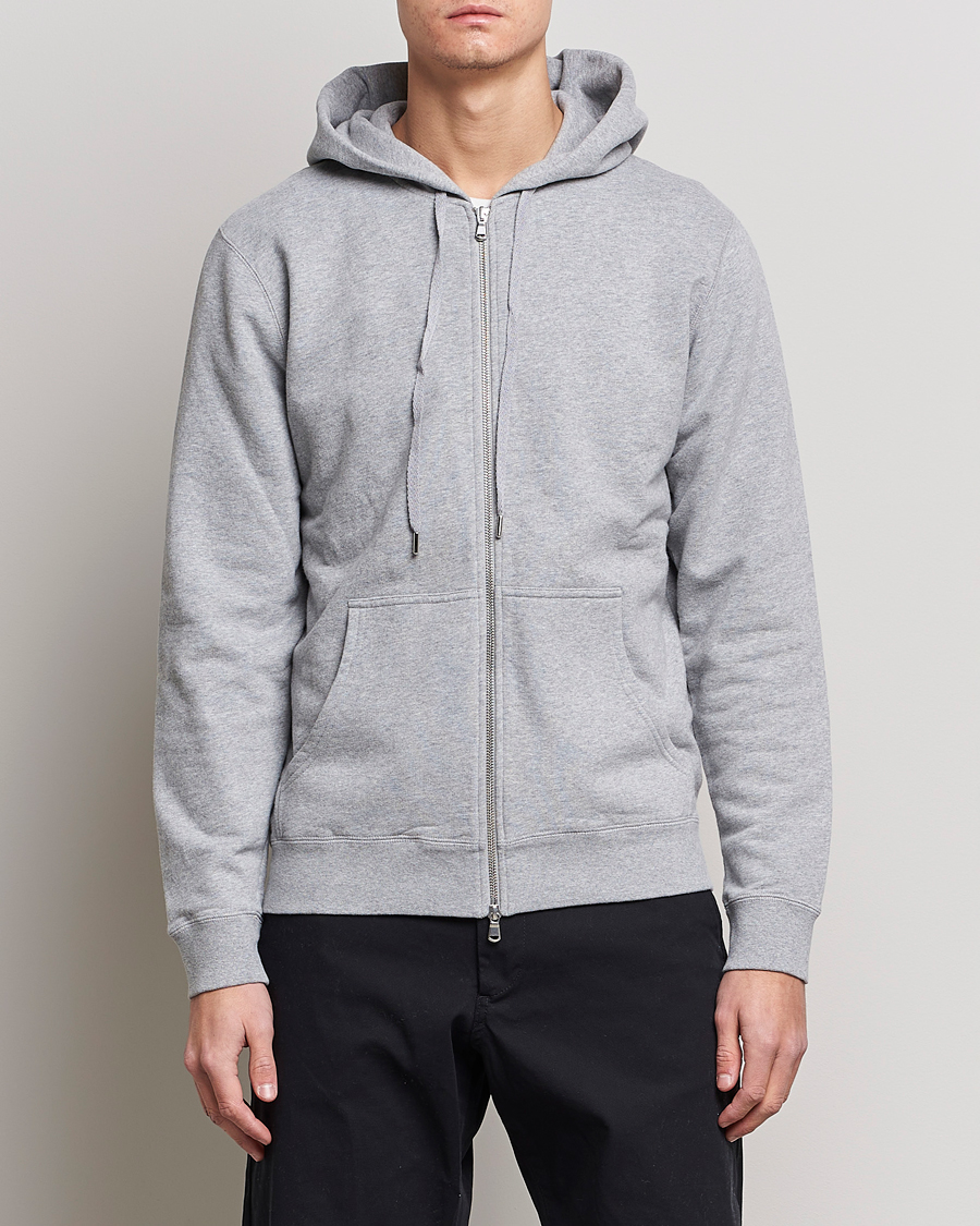 Herr |  | Sunspel | Loopback Full Zip Hoodie Grey Melange