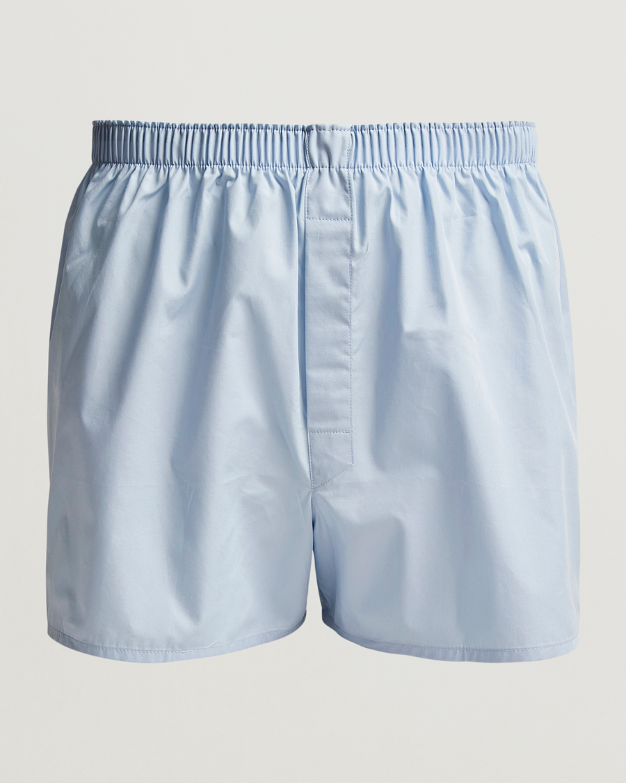 Herre | Undertøj | Sunspel | Classic Woven Cotton Boxer Shorts Plain Blue