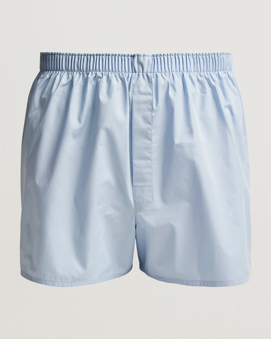 Herre | Undertøj | Sunspel | Classic Woven Cotton Boxer Shorts Plain Blue