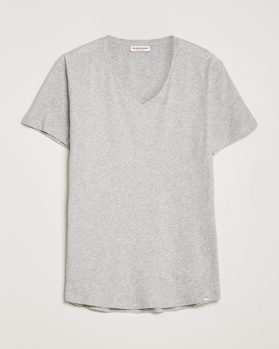 Herre | T-Shirts | Orlebar Brown | OB V-Neck Tee Grey Melange