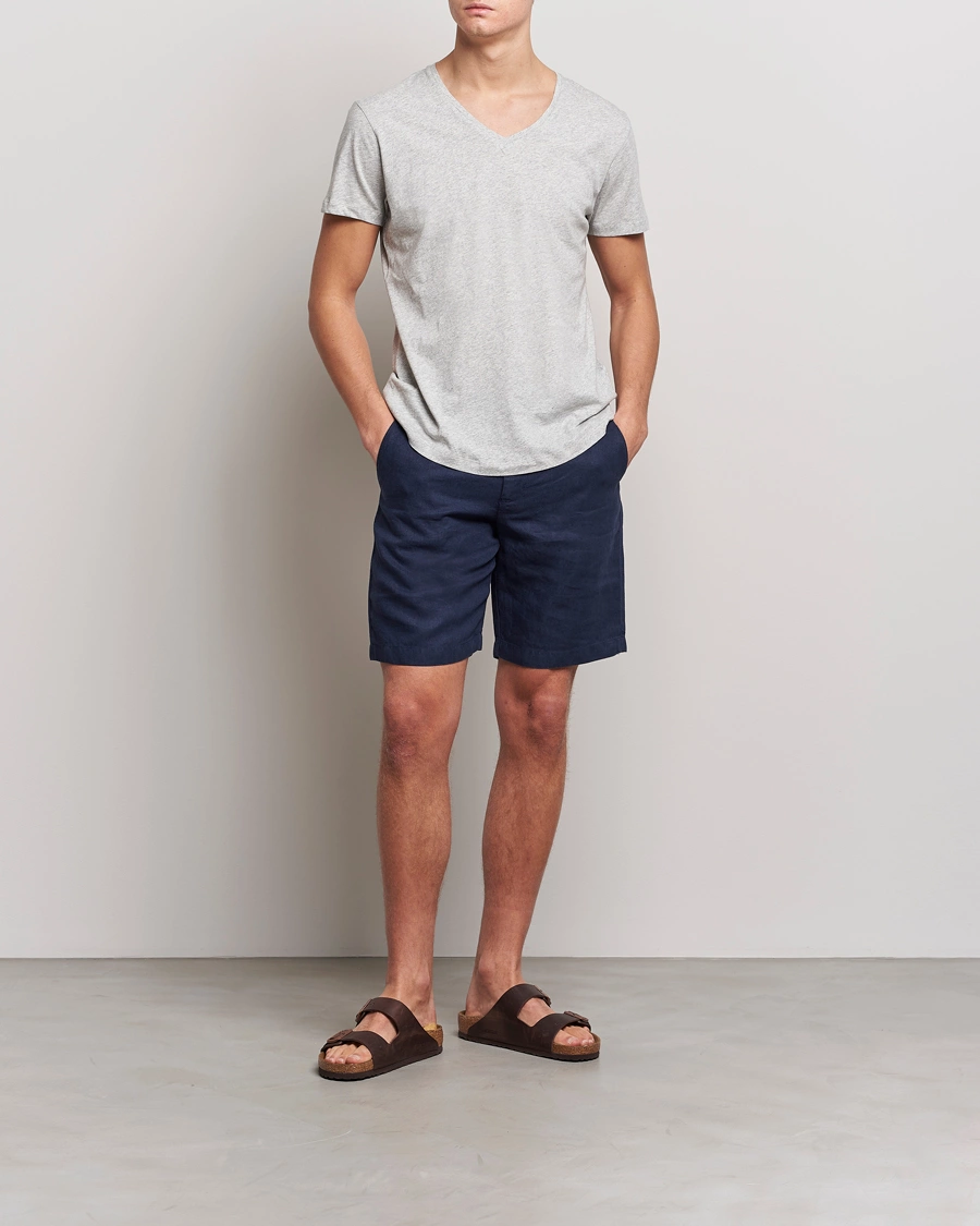 Herre | T-Shirts | Orlebar Brown | OB V-Neck Tee Grey Melange