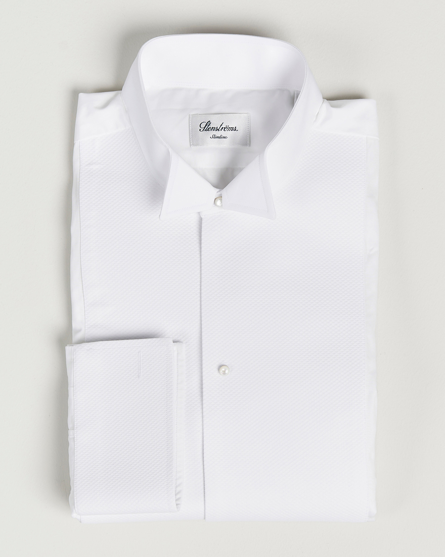 Herre | Skjorter | Stenströms | Slimline Astoria Stand Up Collar Evening Shirt White