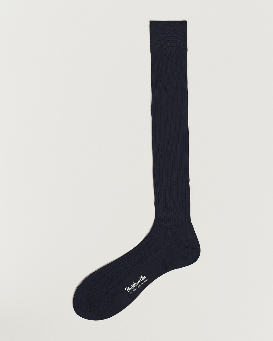 Herre | Undertøj | Pantherella | Vale Cotton Long Socks Navy