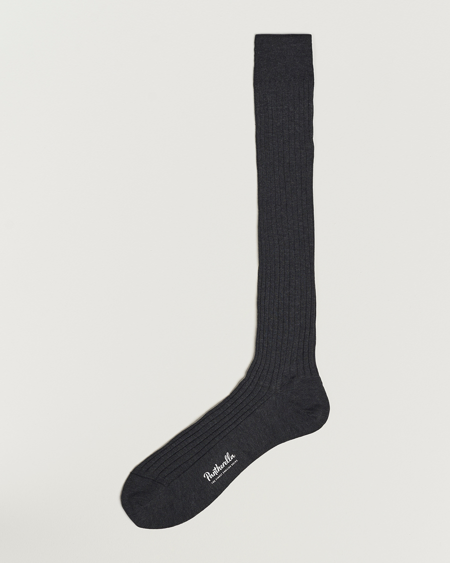 Herre | Undertøj | Pantherella | Vale Cotton Long Socks Dark Grey