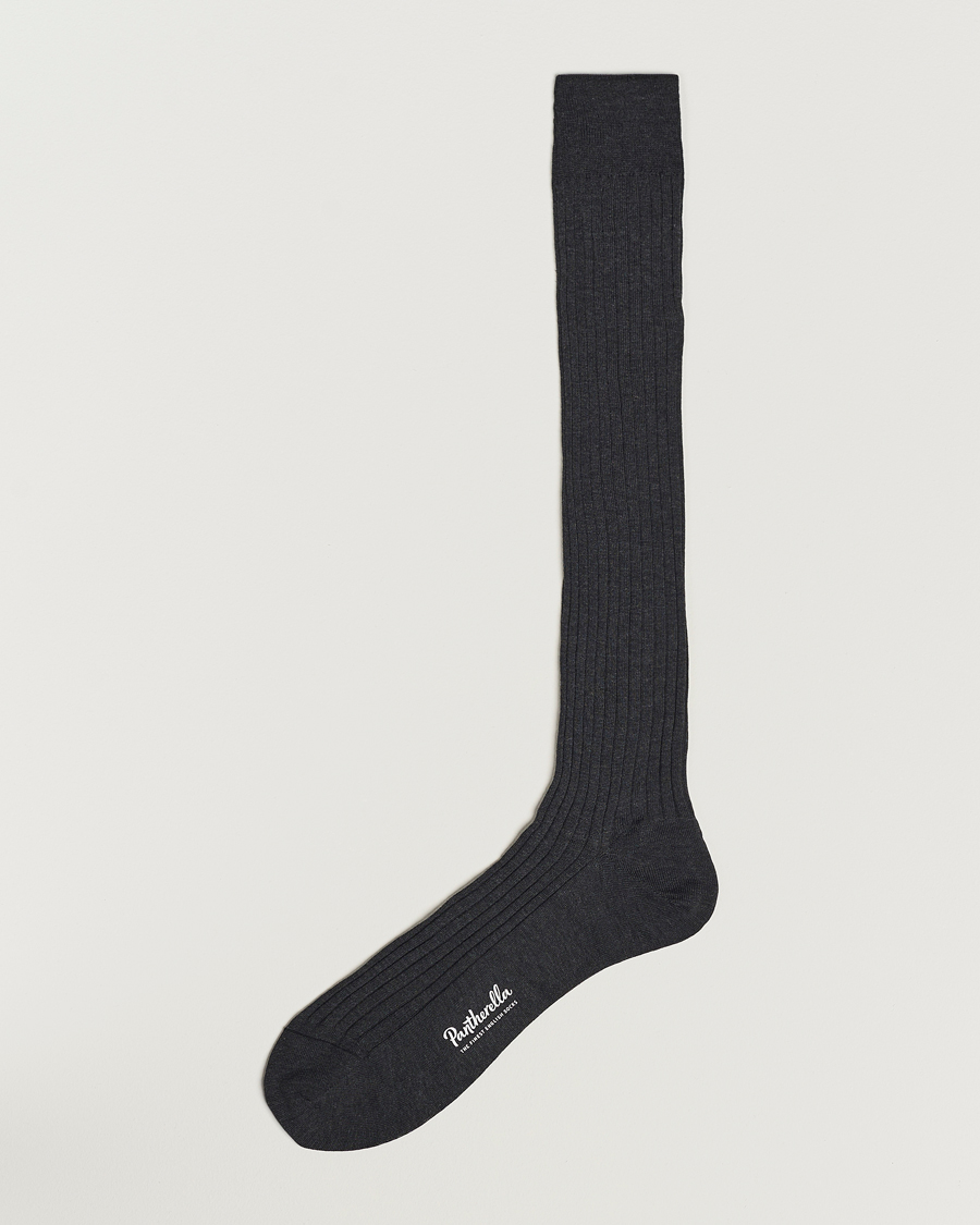 Herre | Strømper | Pantherella | Vale Cotton Long Socks Dark Grey