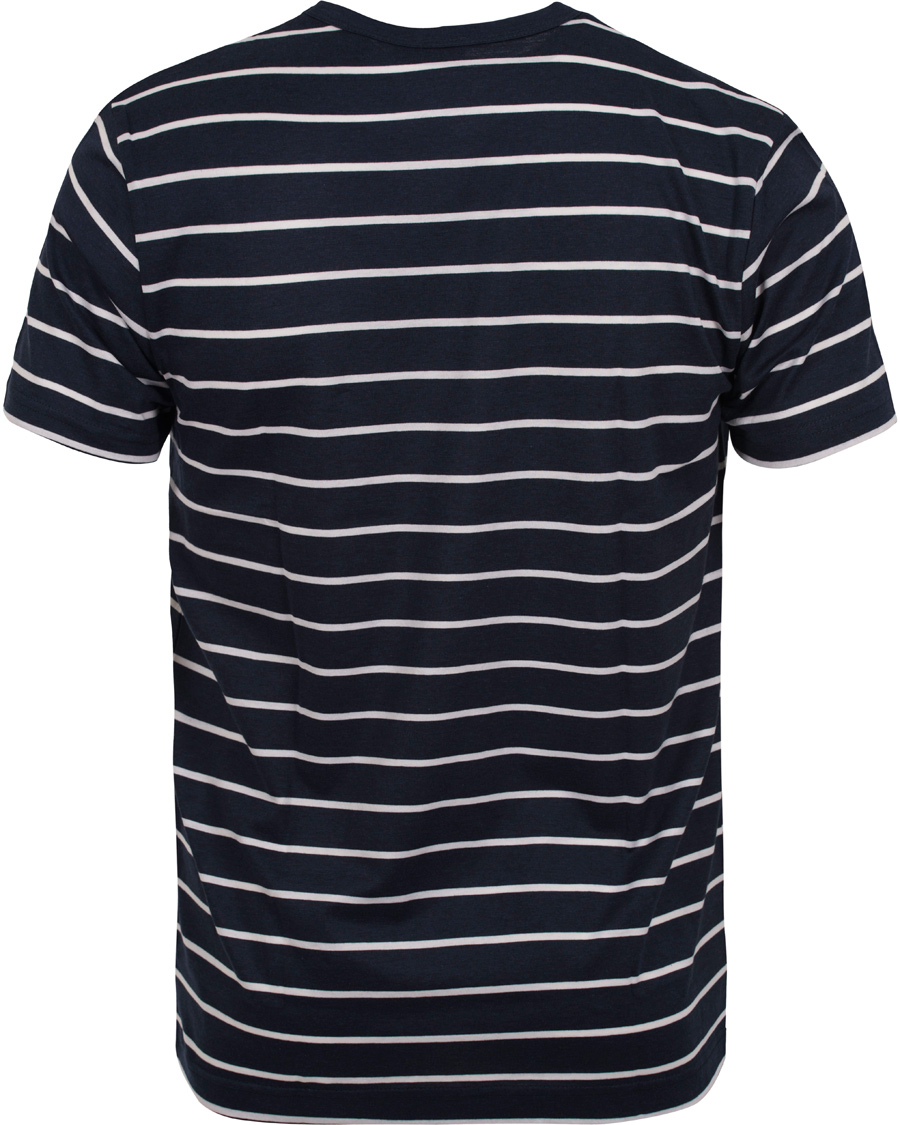 Herre | T-Shirts | Sunspel | Thin Stripe Crew Neck Tee Navy Melange/White