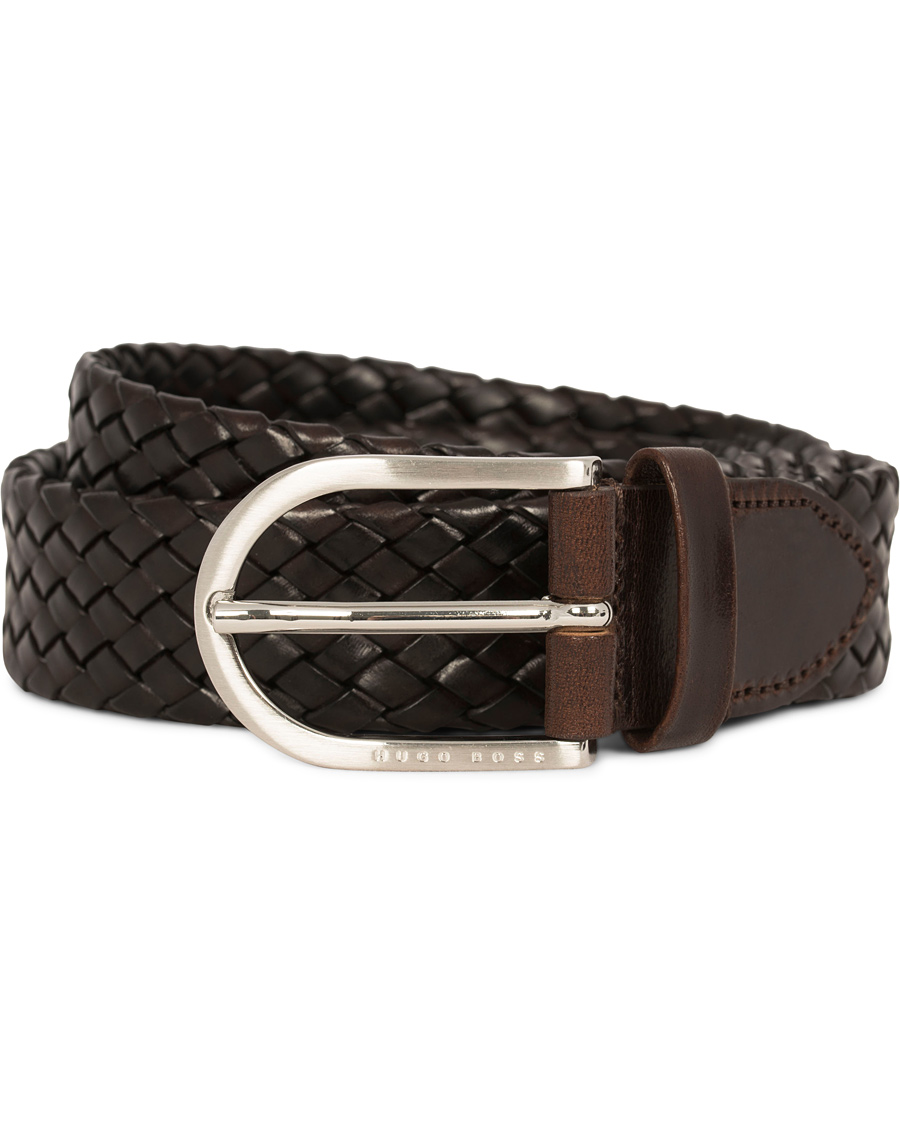 Herre | BOSS Naliton Braided Leather Belt Dark Brown | BOSS BLACK | BOSS Naliton Braided Leather Belt Dark Brown
