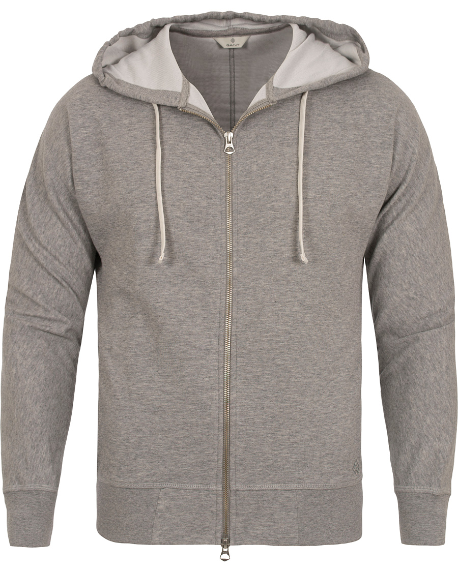 Herre | Trøjer | GANT Diamond G | Full Zip Hoodie Light Grey Melange