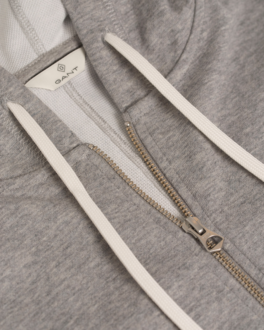Herre | Trøjer | GANT Diamond G | Full Zip Hoodie Light Grey Melange