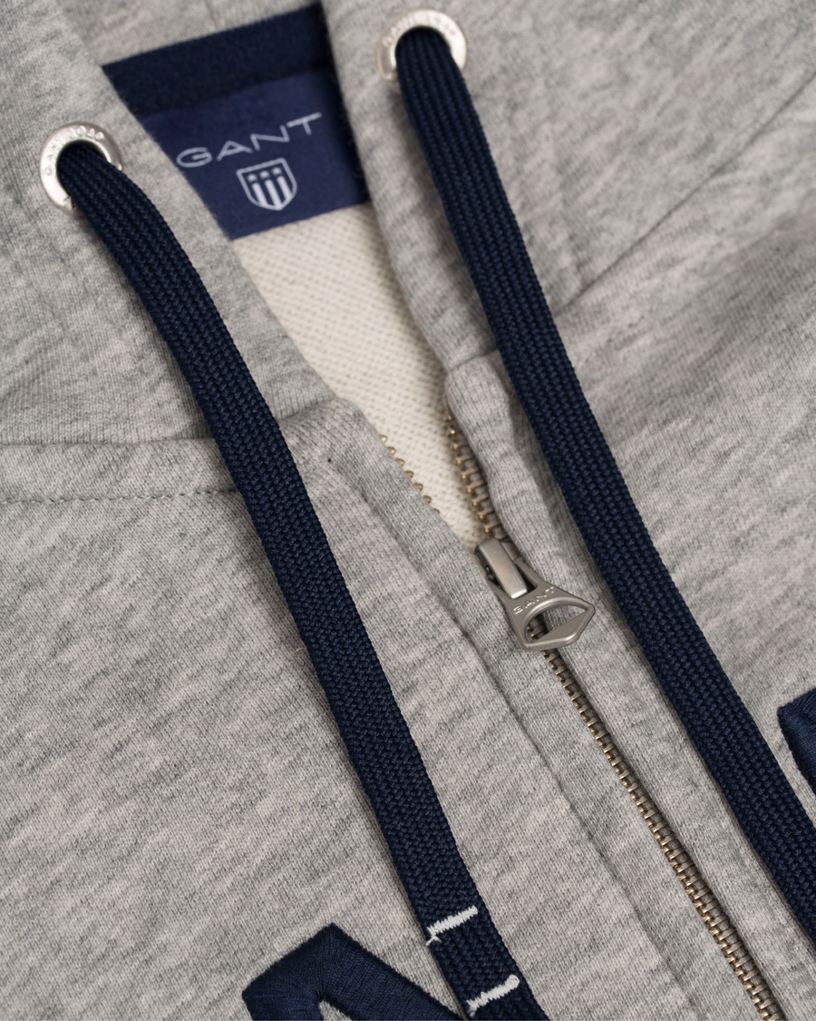 Herre | Trøjer | GANT | Full Zip Hoodie Light Grey Melange