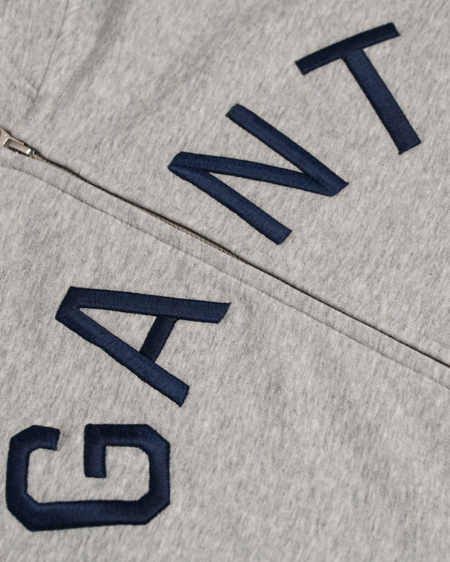 Herre | Trøjer | GANT | Full Zip Hoodie Light Grey Melange