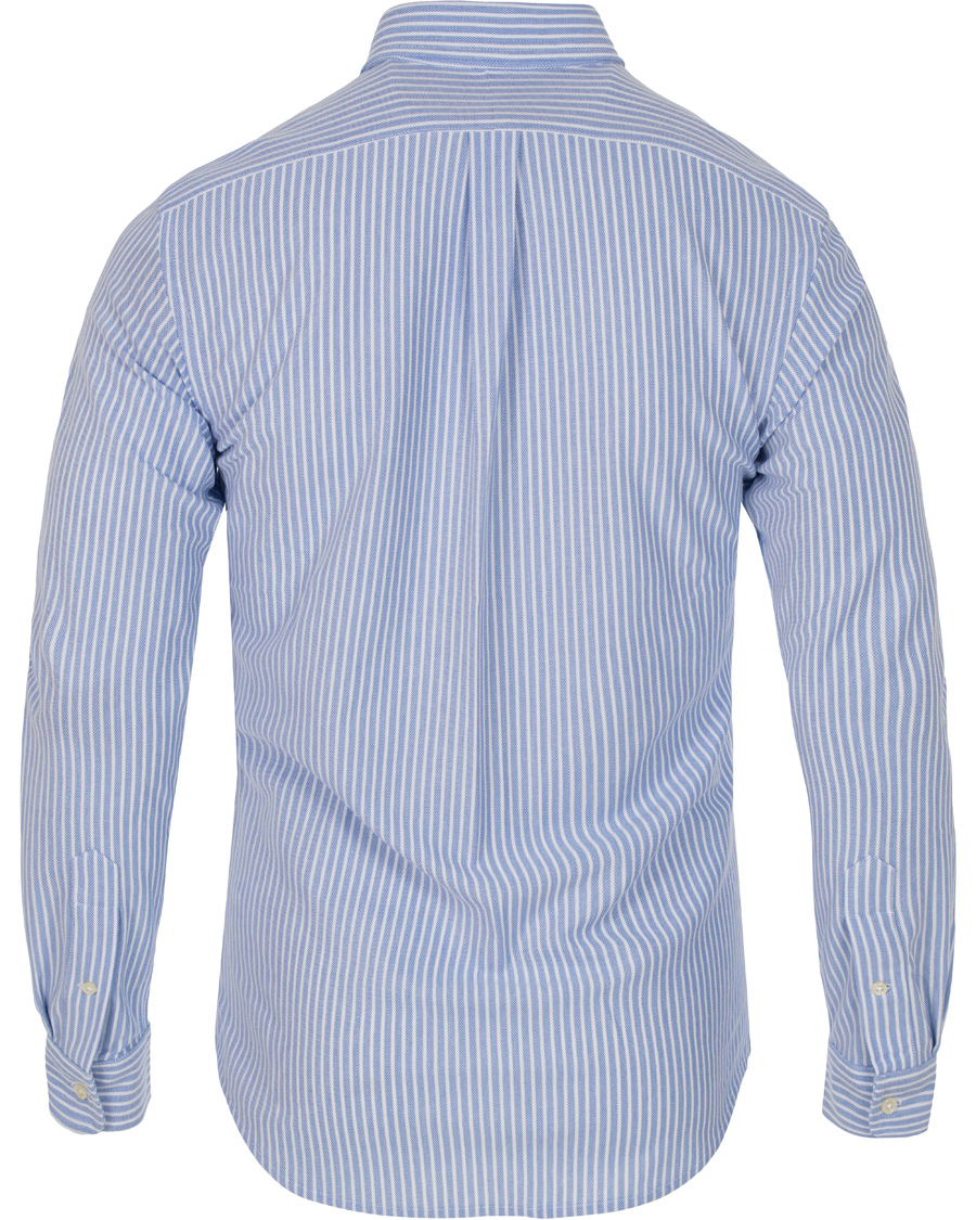 Herre | Skjorter | Polo Ralph Lauren | Slim Fit Knit Oxford Stripe Shirt White/Blue