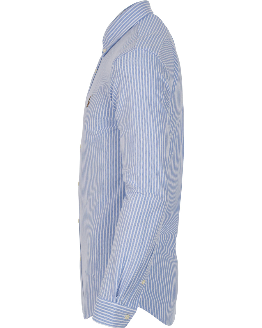 Herre | Skjorter | Polo Ralph Lauren | Slim Fit Knit Oxford Stripe Shirt White/Blue