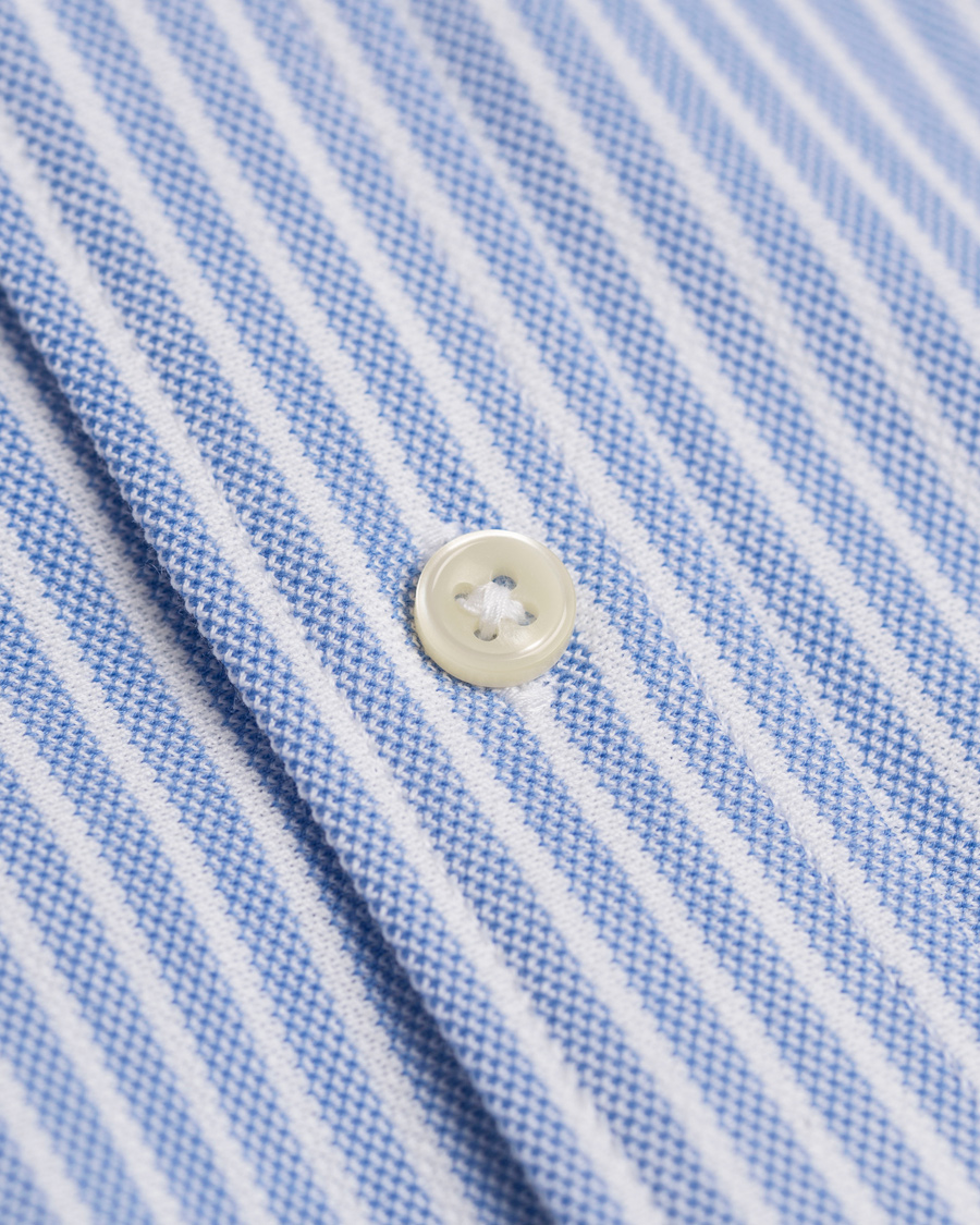 Herre | Skjorter | Polo Ralph Lauren | Slim Fit Knit Oxford Stripe Shirt White/Blue