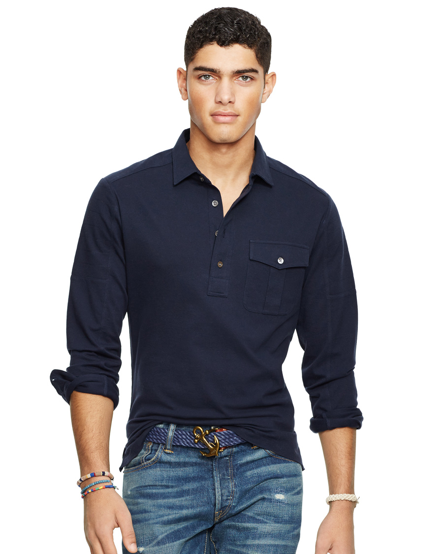 Herre | Trøjer | Polo Ralph Lauren | Moto Military Shirt Sweater Aviator Navy