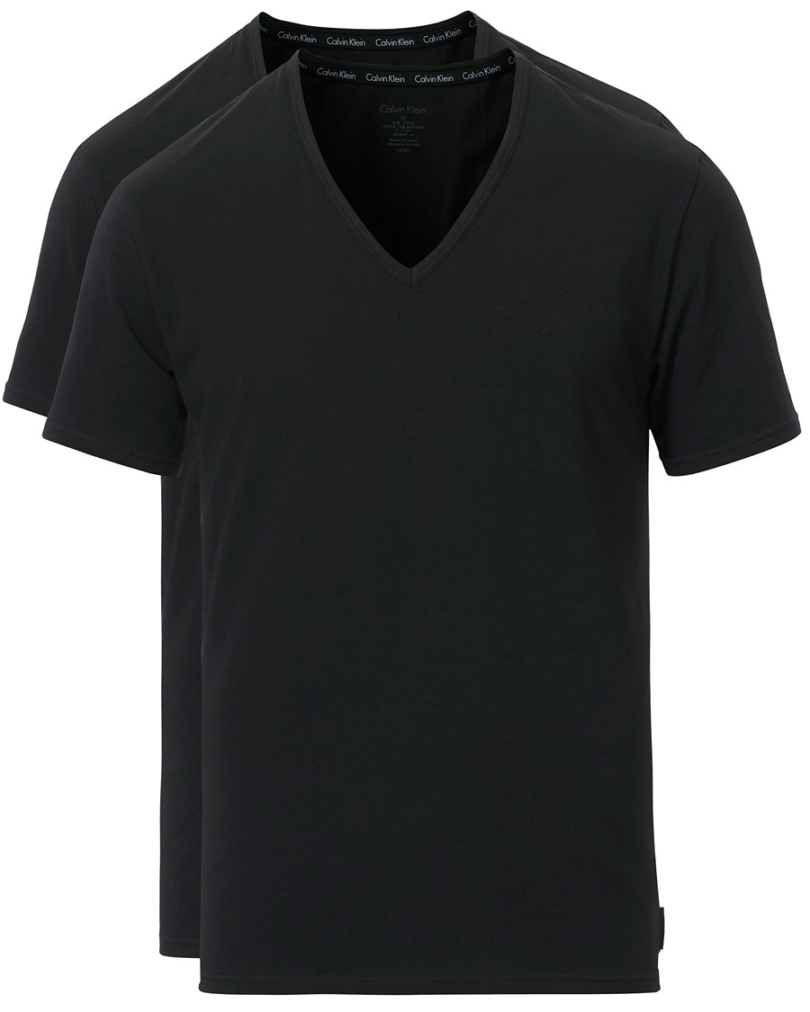Herre | T-Shirts | Calvin Klein | Cotton V-Neck Tee 2-Pack Black