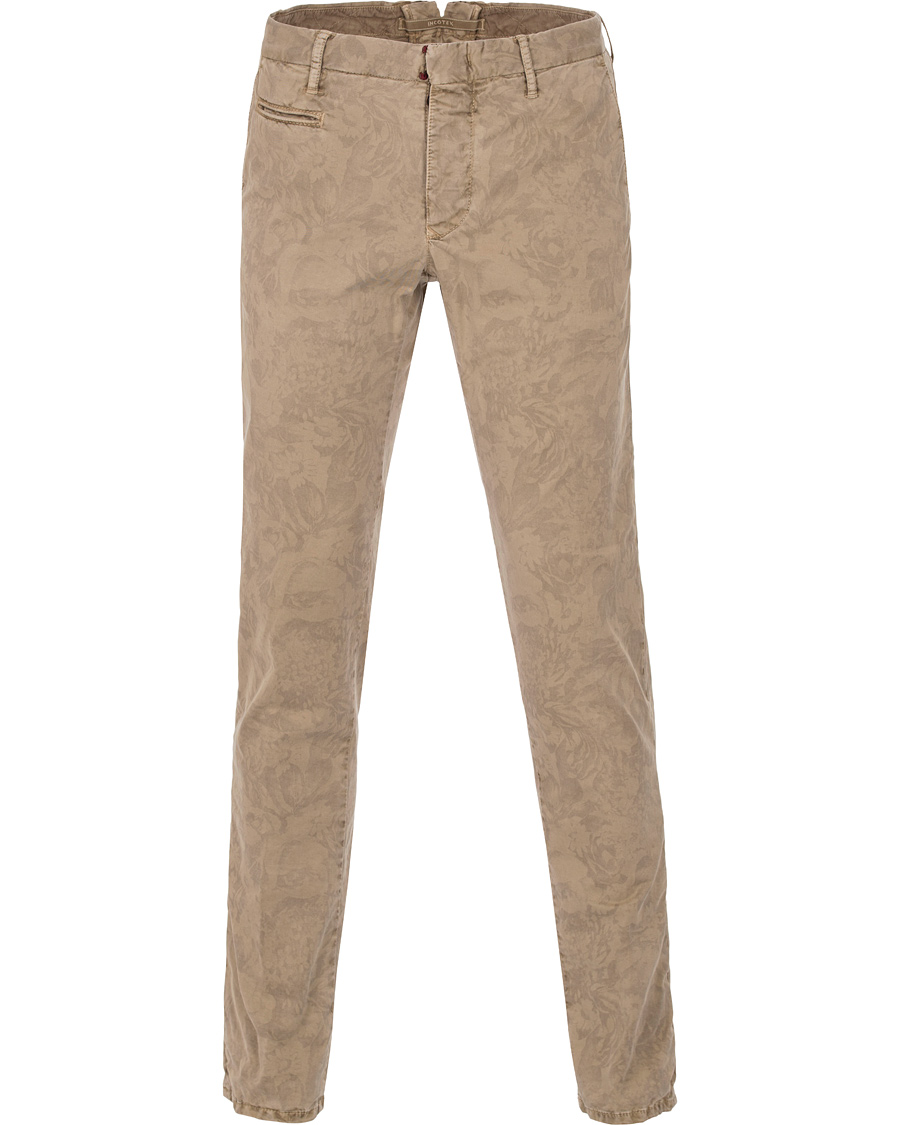 Herre | Bukser | Incotex | Slim Fit Overdyed Printed Flower Slacks Khaki