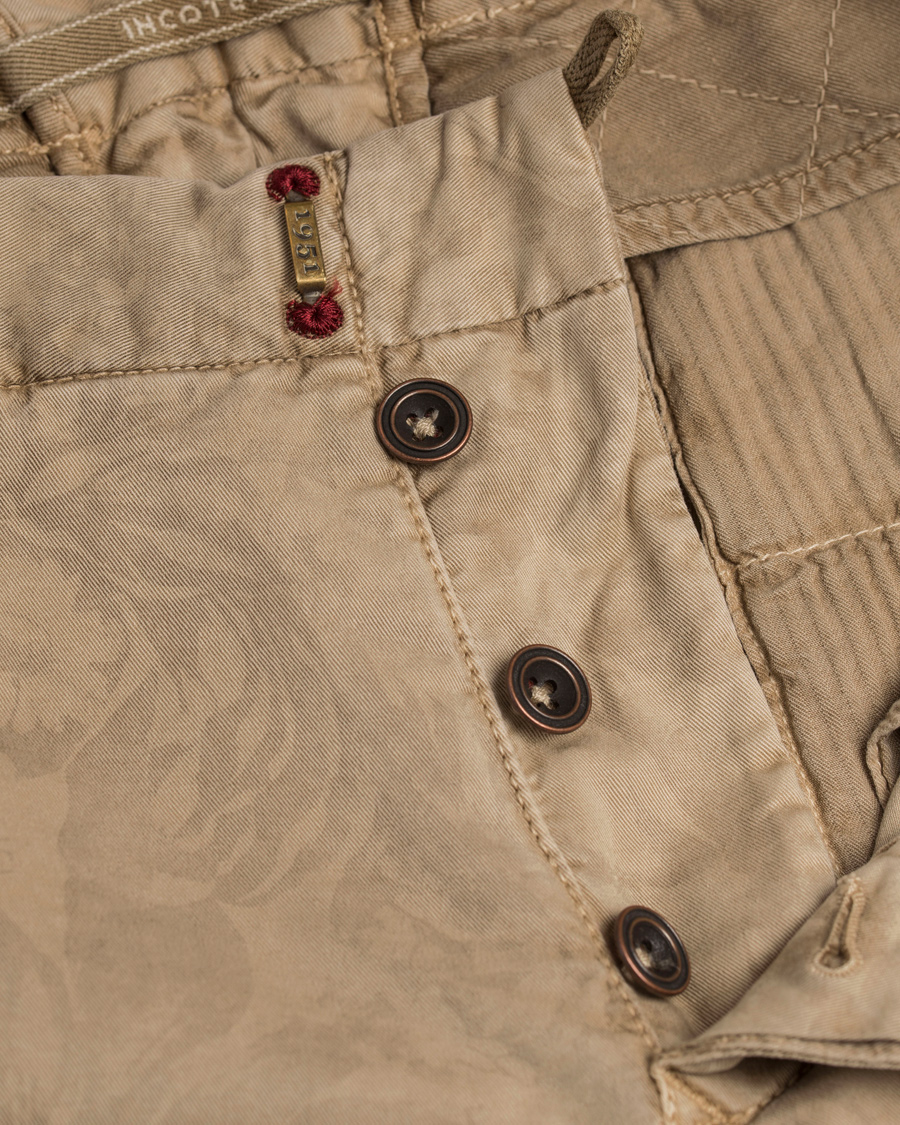 Herre | Bukser | Incotex | Slim Fit Overdyed Printed Flower Slacks Khaki