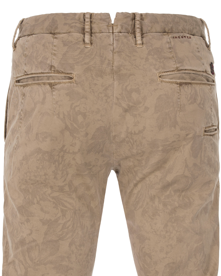 Herre | Bukser | Incotex | Slim Fit Overdyed Printed Flower Slacks Khaki