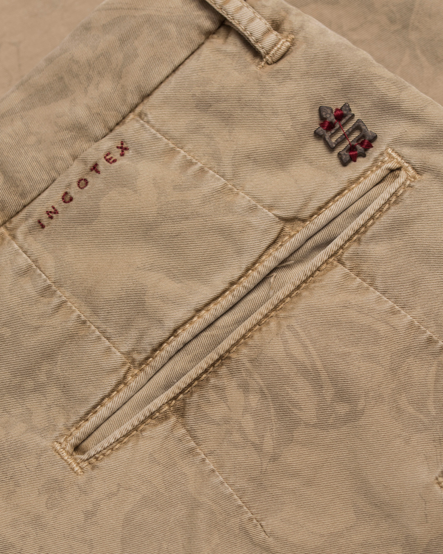 Herre | Bukser | Incotex | Slim Fit Overdyed Printed Flower Slacks Khaki