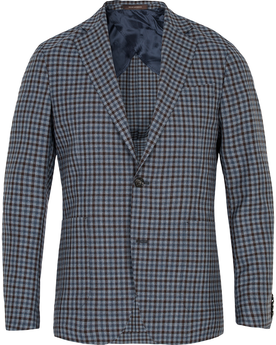 Herre | Blazere & jakker | Oscar Jacobson | Einar Check Patch Pocket Blazer Sky/Brown