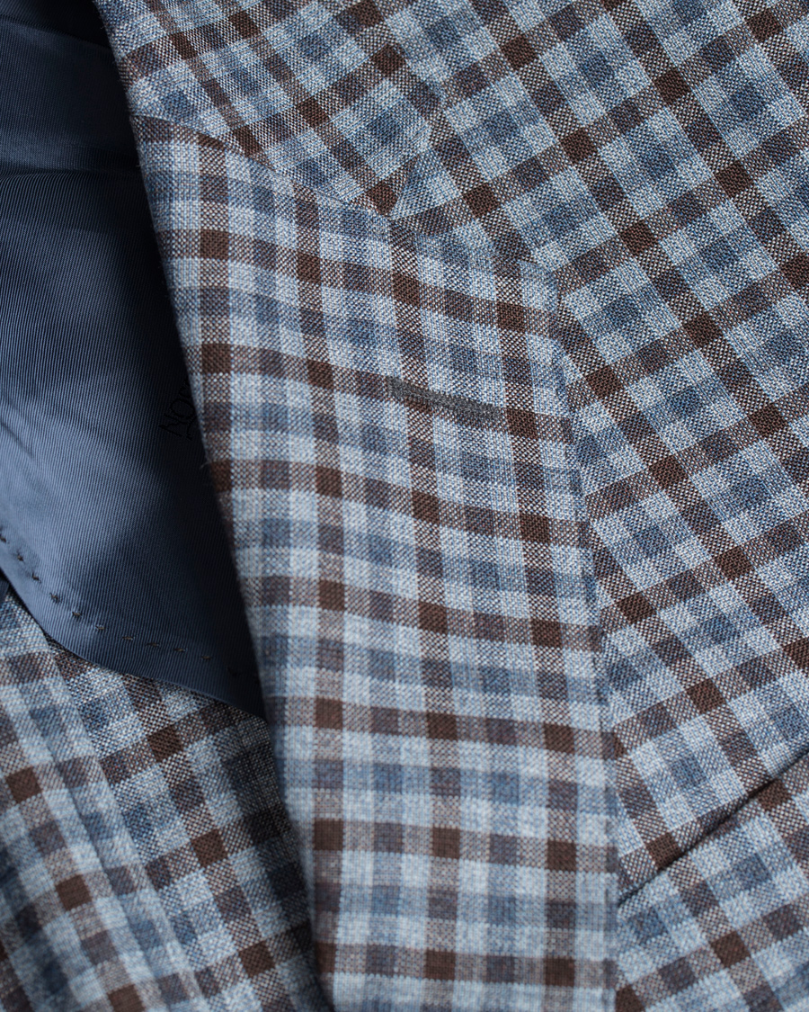 Herre | Blazere & jakker | Oscar Jacobson | Einar Check Patch Pocket Blazer Sky/Brown