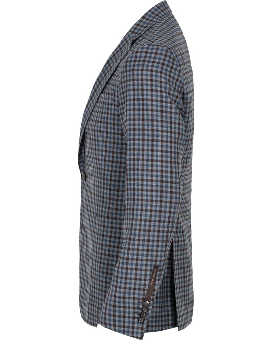 Herre | Blazere & jakker | Oscar Jacobson | Einar Check Patch Pocket Blazer Sky/Brown