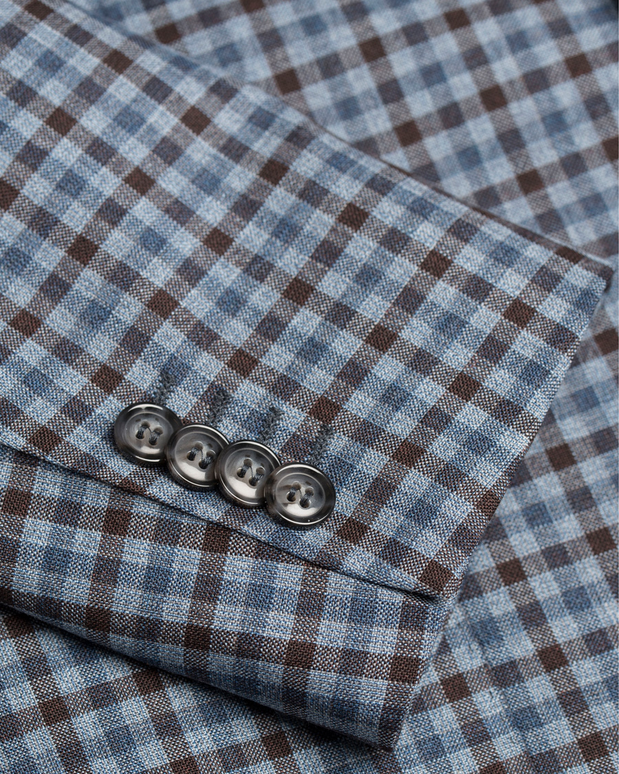 Herre | Blazere & jakker | Oscar Jacobson | Einar Check Patch Pocket Blazer Sky/Brown
