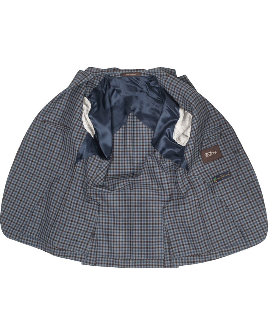 Herre | Blazere & jakker | Oscar Jacobson | Einar Check Patch Pocket Blazer Sky/Brown